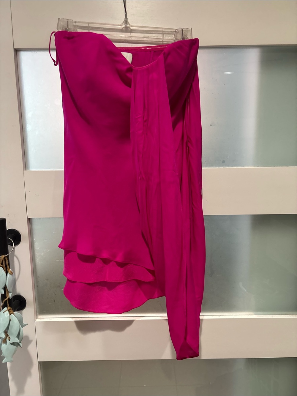 Adam Lippes Strapless Asymmetrical Mini dress in Hot Pink 2